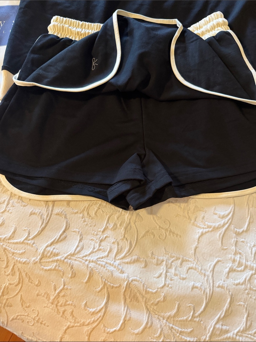 NWT Simply Southern Black crop and Skirt Set with Cream Trim - Picture 2 of 3